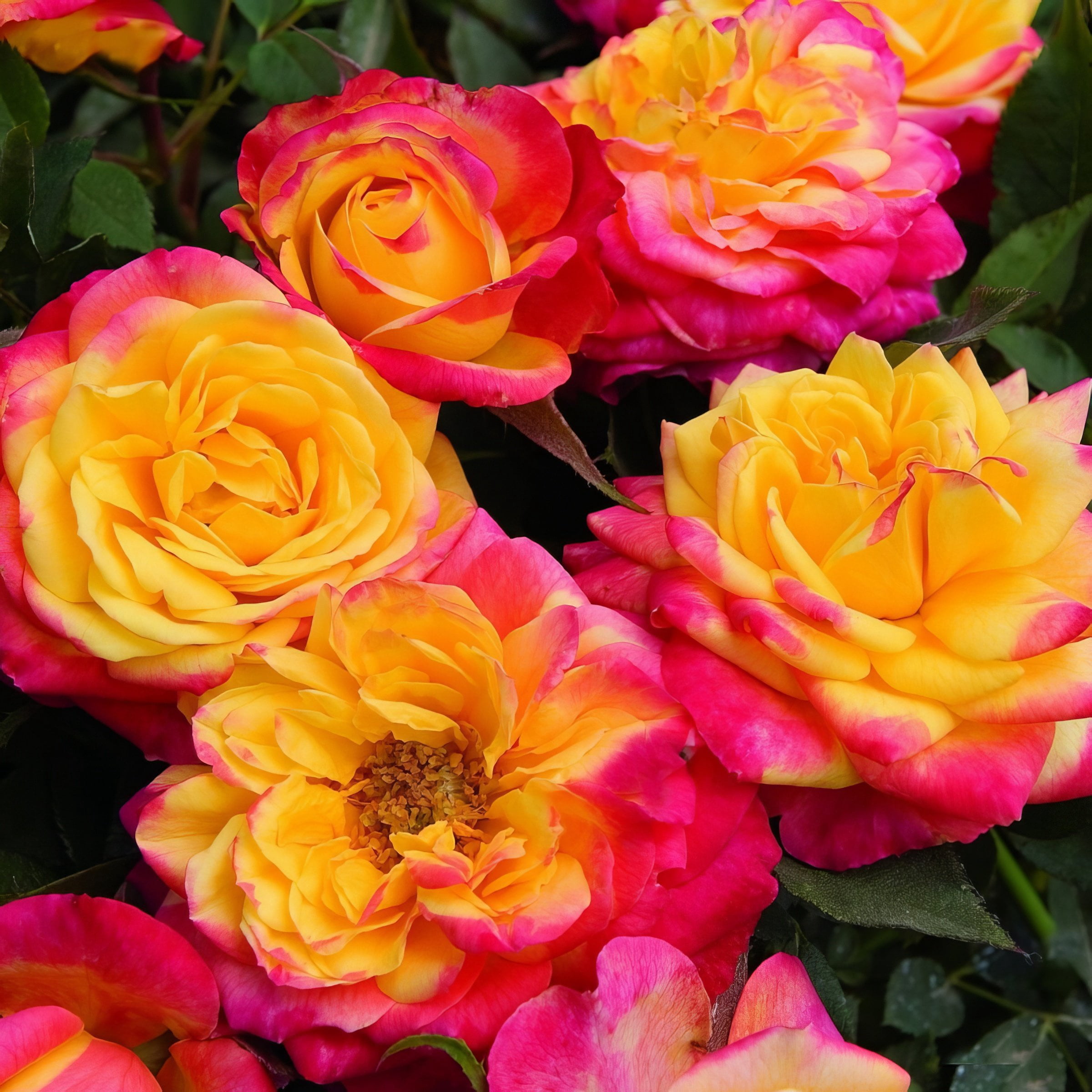 2 gal Live Rose Rainbow Sunblaze with Yellow Flowers