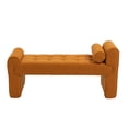 thumbnail image 3 of Modern Boucle Teddy Ottoman Bench with Headrest and Armrest,  Comfy Upholstered End Bed Bench with Wood Hairpin Legs for Bedroom, Living Room, Hallway, Orange, 3 of 9
