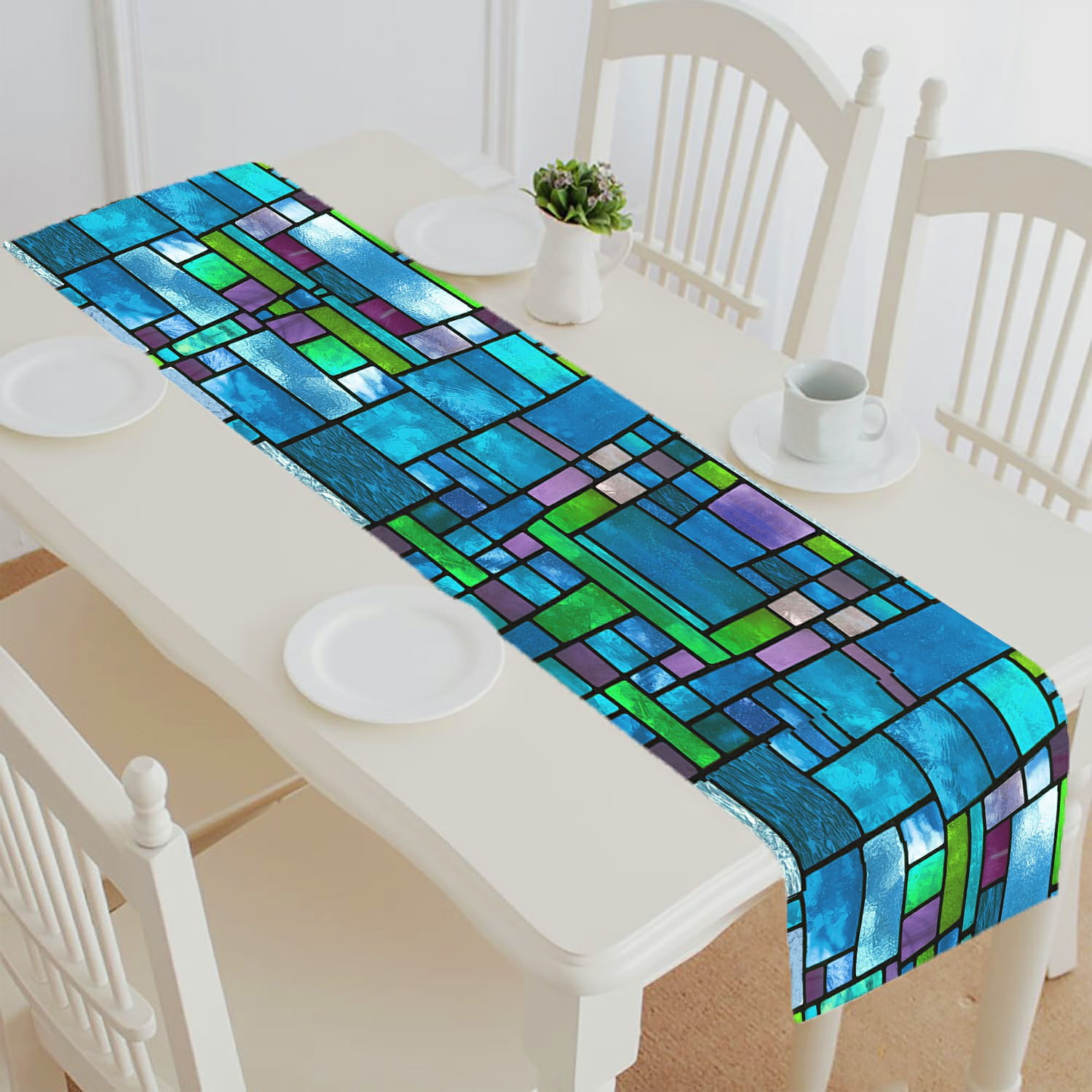 Linen Cotton Table Runner Irregular Decoration Plant Printed Cloth Table Runners 