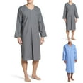 thumbnail image 6 of Men Loose V Neck Long Sleeve Nightgown Pajamas Comfy Cotton Sleepwear Top Shirt, 6 of 6