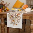 thumbnail image 4 of Fall Flower Table Runner Orange Farmhouse Maple Leaves Rustic Thanksgiving 13.8*71 Table Decoration Gifts For Women Female Wife Heavest Vintage Floral Table Runner For Kitchen Dinning Indoor Party, 4 of 8