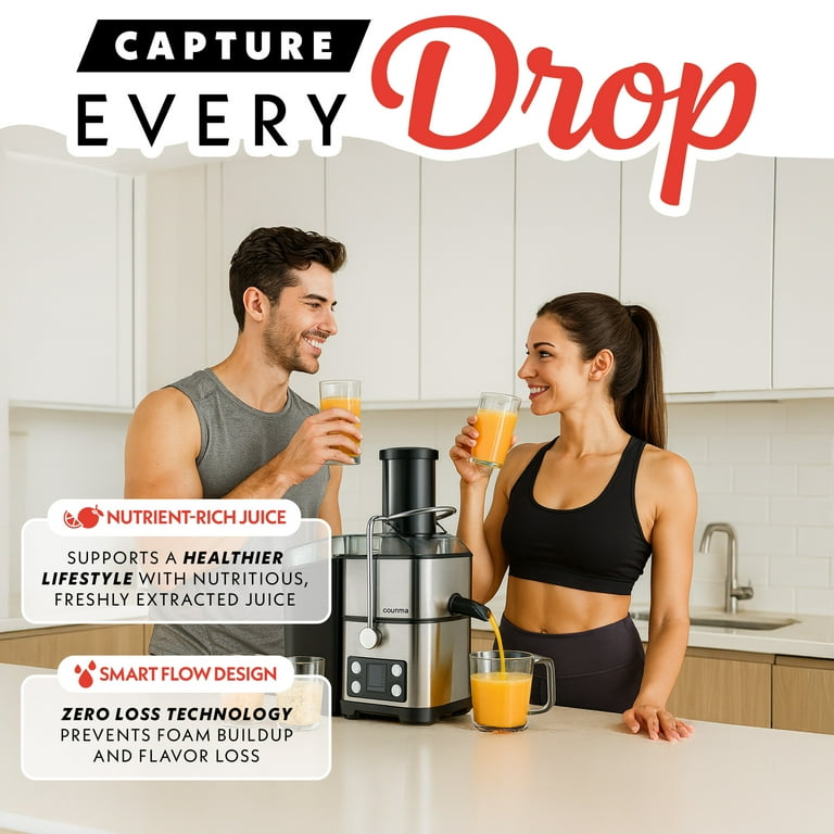 Gourmia 6 Speed Whole Fruit Juicer Extractor, Self-Clean Cycle