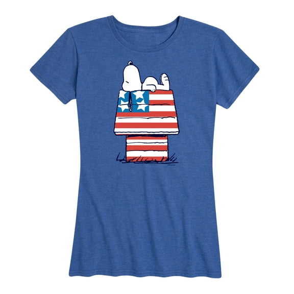 Peanuts - Flag House - Women's Short Sleeve Graphic T-Shirt