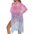 thumbnail image 5 of HELLHERO Casual Loose Long Kimono Swimsuit Cover Up for Beach Polyester Loose Casual Swim Coverup Mermaid Scale, 5 of 6