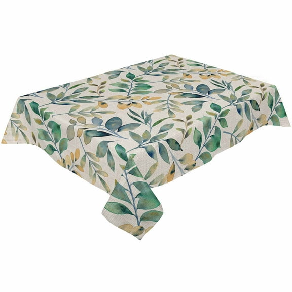 Green Fall Leaves Rectangle Tablecloths 52x70,Vintage Pastoral Plant Farmhouse Table Cloth Table Cover Indoor/Outdoor Tabletop Decor for Wedding Holiday Party Dinner Baby Shower
