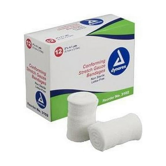 Dynarex Conforming Stretch Gauze Bandage Sterile #3102 2"x4.1YD 12 Rolls