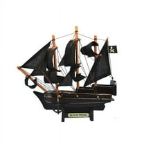 Handcrafted Model Ships Black-Pearl-7 7 in. Wooden Pearl Pirates of the Caribbean Model Pirate Ship, Black