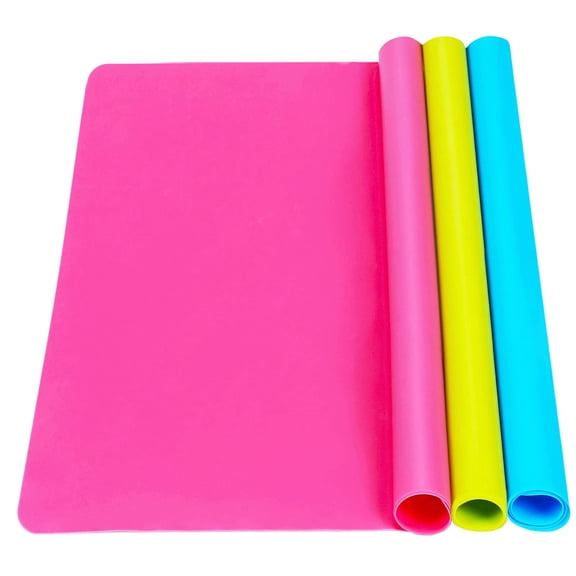 Emlimny 3 Pack Silicone Sheets 15.7" x 11.8" Non-Stick Heat Resistant Silicone Mats for Crafts, Jewelry Molds, Epoxy Art, DIY Crafts, Silicone Placemat Set (Blue & Rose Red & Green)