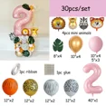 thumbnail image 3 of 30/35pcs Jungle Safari Animal Balloons Set Macaron Number Balloon 1 2 3 Years Kids Birthday Party Decorations Wild One Air Globo, 3 of 6