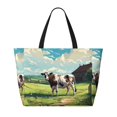 thumbnail image 2 of Fotbe Prairie Pasture Cow Bolsa de Viaje para Playa - Resistente al Agua, Bolsa Tote de Gran Capacidad y Ligera con 7 Bolsillos para Mujeres y Hombres, 2 of 7
