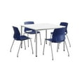 thumbnail image 2 of KFI Dailey 42in Square Dining Set - White/Silver Table - Navy Chairs, 2 of 3