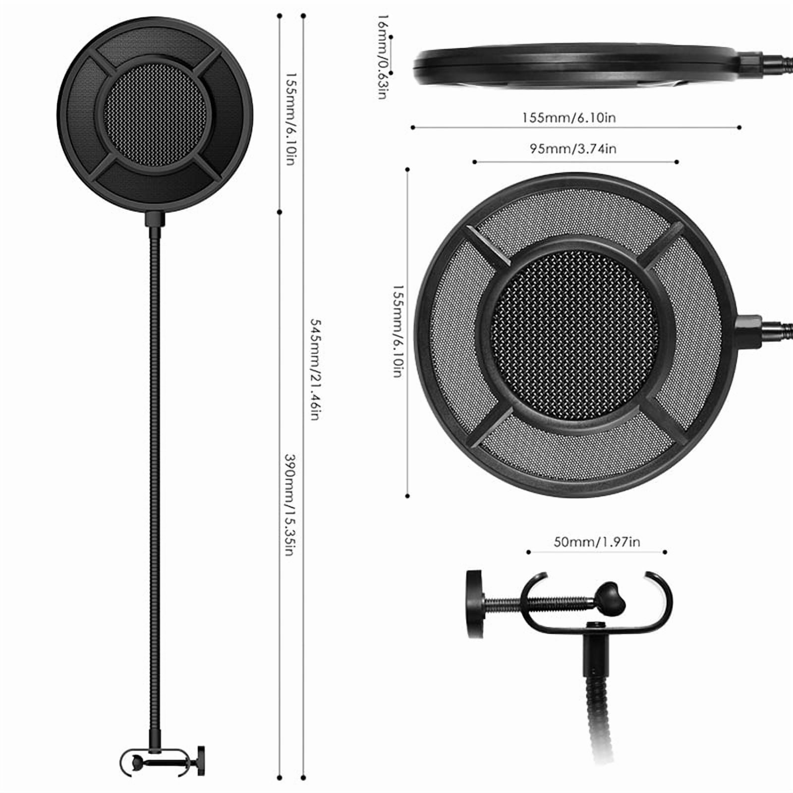 Microphone Pop Filter, Mic Pop 2 Layer Metal Mesh Mic Anti spray net for High-End Recording,Podcasting & Voiceovers