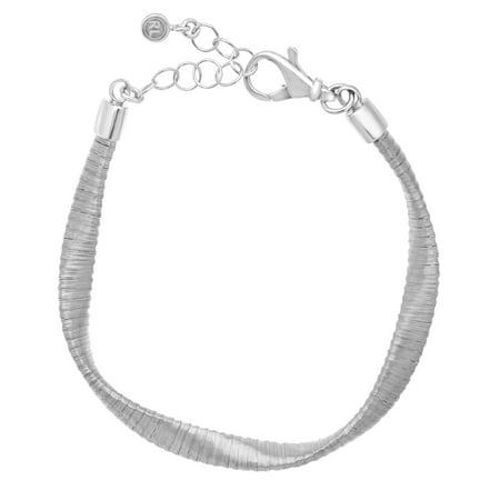 Twisted Link Bracelet in Rhodium-Plated Sterling Silver