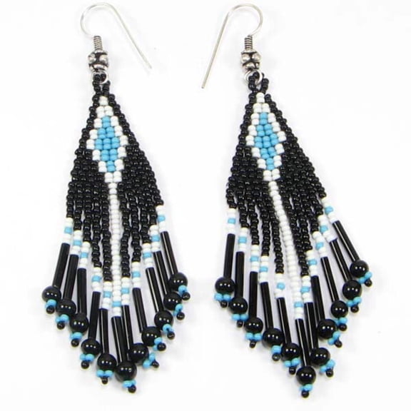 Handmade Beaded Black Seed Beaded Earrings