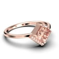 thumbnail image 2 of Boho & hippie 1.50 Carat Princess Cut Morganite And Diamond Moissanite Dainty Engagement Ring, Classic Wedding Ring in 10k Solid Rose Gold, Gift For Her, Promise Ring, Anniversary Ring, 2 of 3