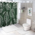 thumbnail image 7 of Orinice Tropical Palm Leaves Shower Curtain Abstract Dark Green White Plants Leaf Line Arts Boho Botanical Minimalist Banana Monstera Jungle Rainforest Nature Fabric Bath Curtain Set with Hook 69x72, 7 of 7