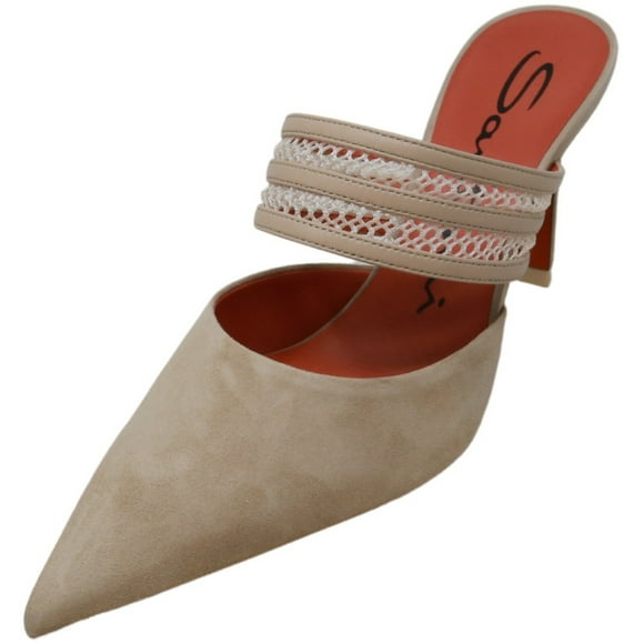 Santoni Women's Marcella Pump Beige Suede Slingback - 9M
