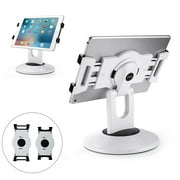 AboveTEK iPad Stand 360° Rotating Tablet Stand Holder, 6-13.5" iPad Mini Pro Tablet Holder for Store POS Office Showcase Reception Kitchen Desktop (White)
