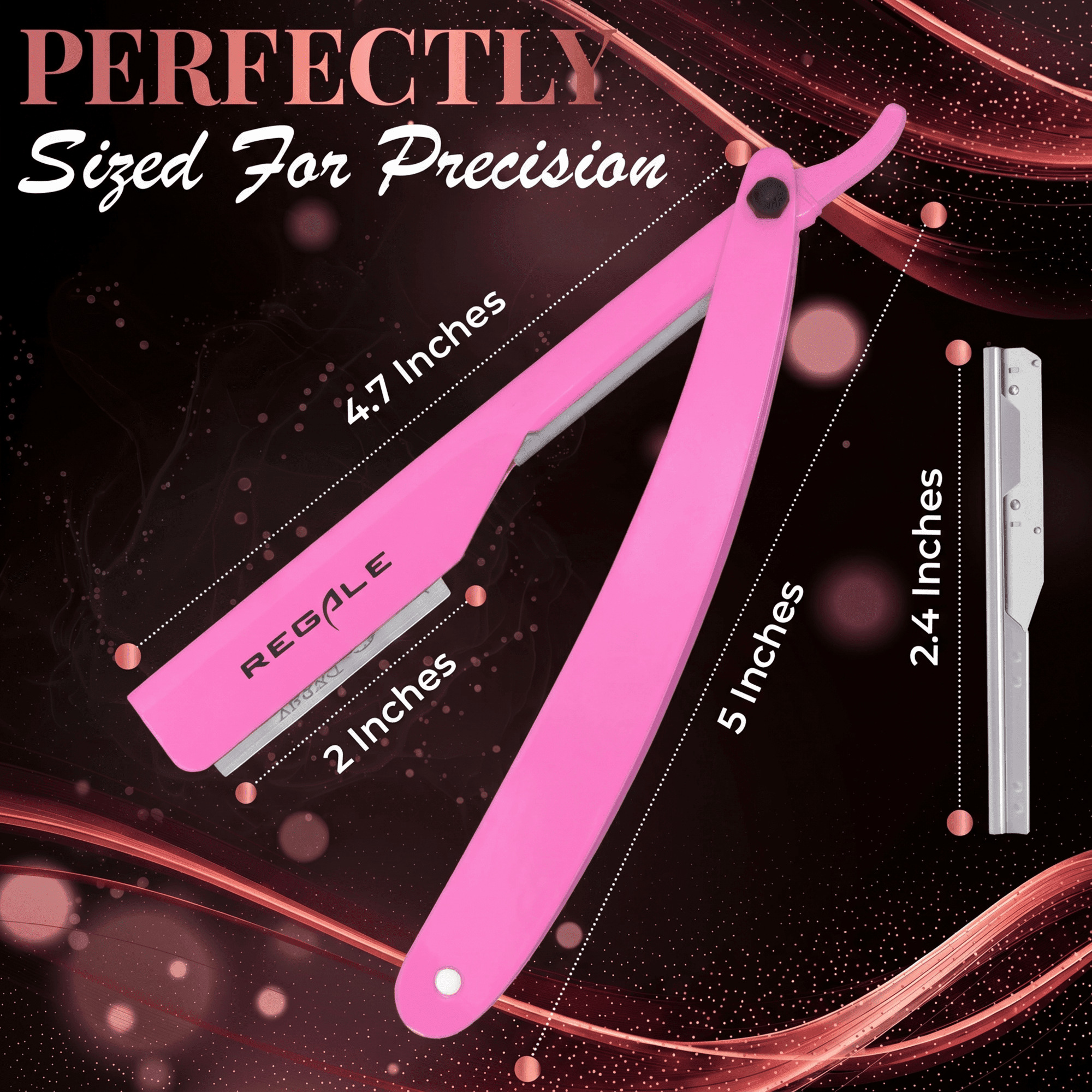 REGALE Professional Straight Razor Pink - Barber Shavette with Replaceable Blades, Classic Stainless Steel Barbero Shaver for a Smooth & Precise Shave, Premium Barber Razor for Men's Shaving
