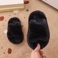 thumbnail image 5 of CAUYDY Girls Fluffy Soft Plush Cross Band Slippers Kids Open Toe Memory Foam House Shoes(L101-Black,30), 5 of 6