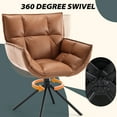 thumbnail image 6 of TEWLOSS Swivel Accent Chair Faux Leather Armchair with Metal Legs, Light Brown, 6 of 9