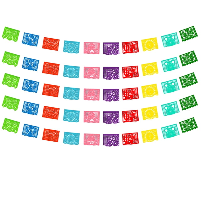 Papel picado artesanal DECORAMEC PAPEL PICADO guirnaldas 5 tiras 5 metros