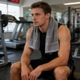 thumbnail image 6 of Vfedsrsge 100% Cotton Gym Towel for Men, Thickened Soft Quick Dry Absorbent Face Towel, Large Hand Towel for Travel Hair Wrap, Gray 13x28 Inch, 6 of 6