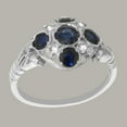 thumbnail image 3 of LBG British Made 10k White Gold Natural Sapphire & Diamond Womens Promise Ring - 33 size options - Size 4.5, 3 of 7