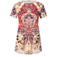 thumbnail image 3 of NSLGXD Women's T Shirts Casual Crew Neck Short Sleeve Shirts Button up Fashion Graphic Tees Flowy Athletic Tshirts S-2XL Red Top, 3 of 5