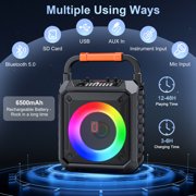 FanFun Bluetooth Speaker with Microphones, Portable Speaker With AUX Input, 20W Stereo Sound Party Speaker with Lights, Outdoor Powerful Speakers, 12H Playing Time, T17-T