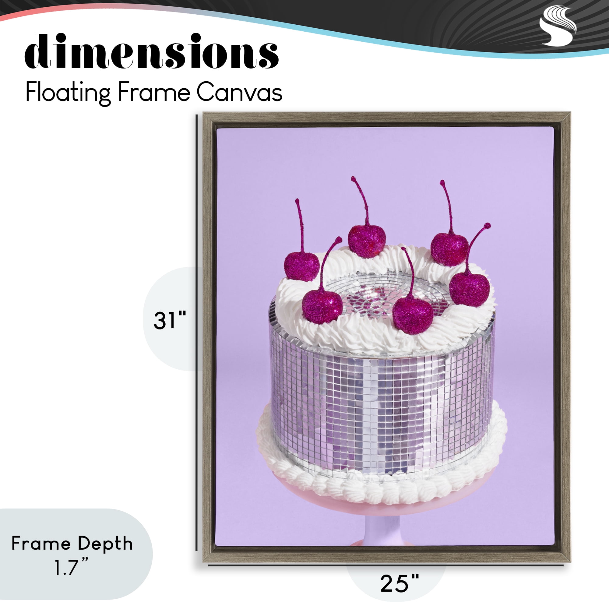 Stupell Industries Gleaming Disco Cake Brown Framed Floater Canvas Wall Art, design by LISH Creative