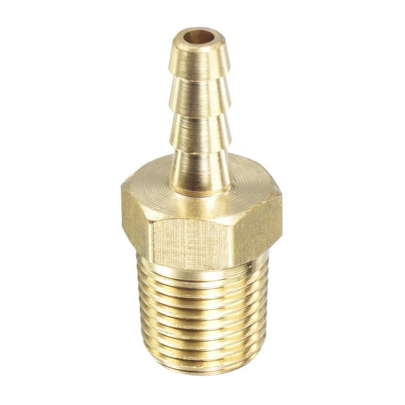 Uxcell 3/16 inch x NPT 1/8 Male Thread Brass Hose Barb Fitting Straight Pipe Connector