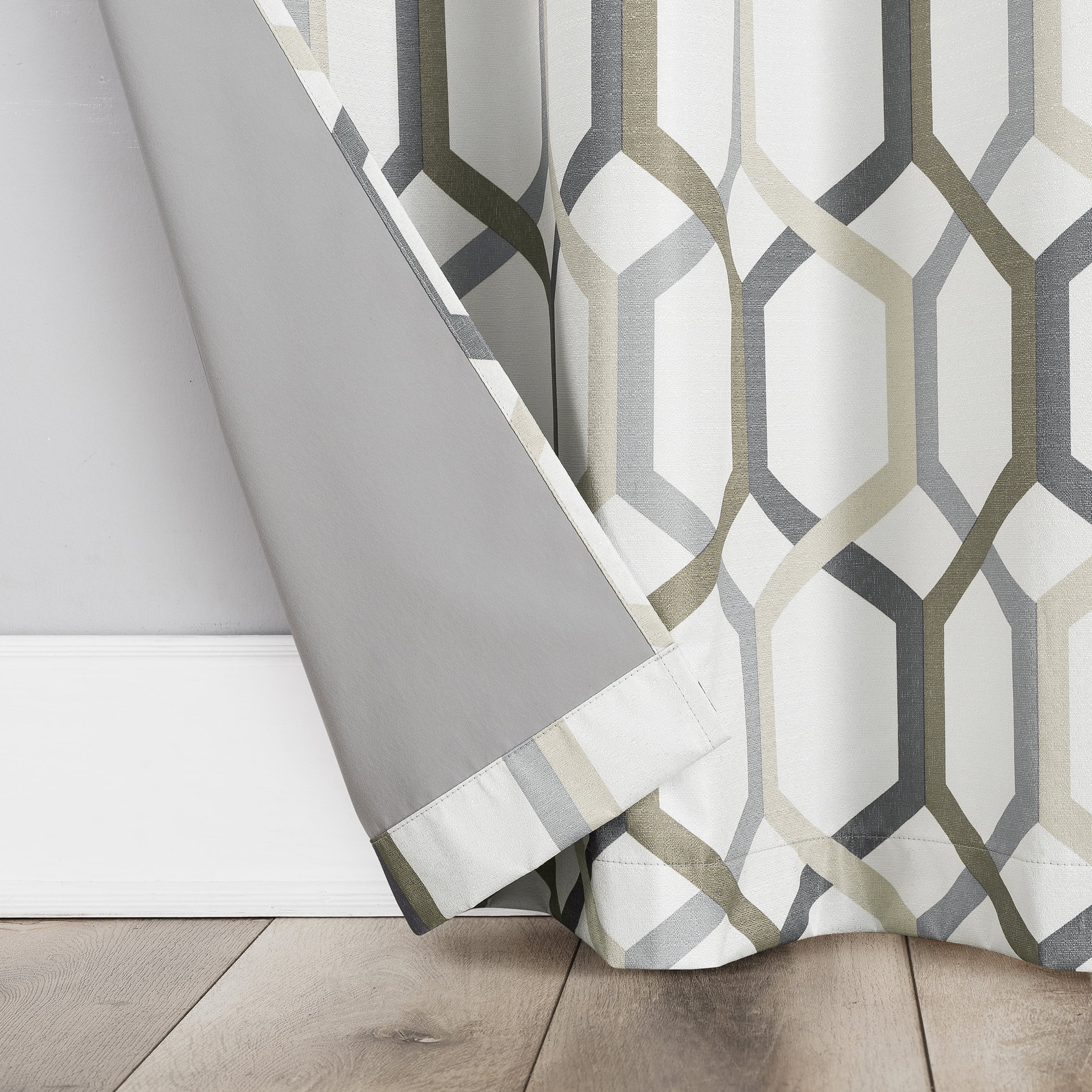 Sun Zero Arlo 2-Piece Textured Thermal Insulated Room Darkening Grommet Curtain Panel Pair, Gray Geometric, 40"W x 95"L