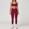 thumbnail image 2 of PISONIC Two Pieces Workout Sets for Women Y Back Sports Bra Matching V Cut Leggings Gym Yoga Active Wear Outfits with Pocket, 2 of 12