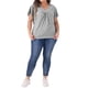 thumbnail image 2 of Agnes Orinda Blusa de Talla Grande para Mujeres con Cuello en V y Volantes, Camiseta de Manga Corta, Tops de Verano 4X Gris, 2 of 6
