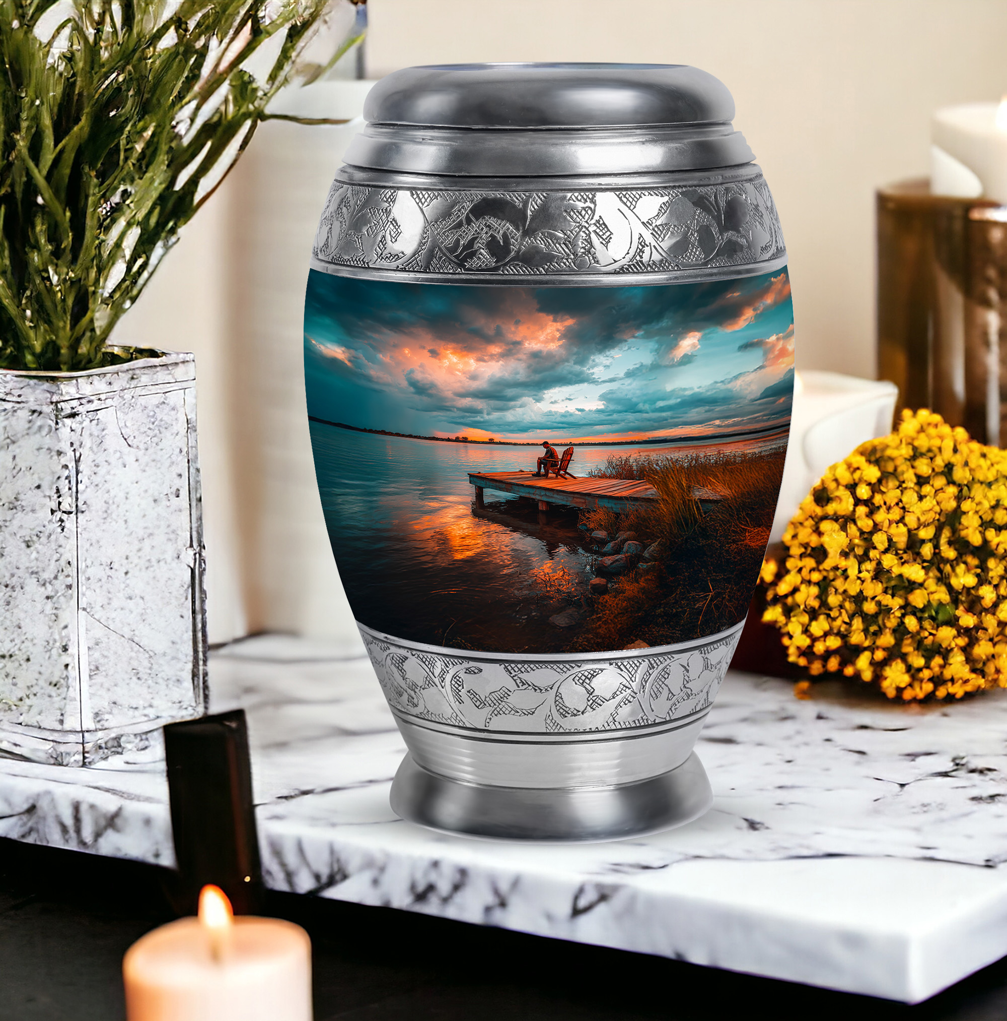 SABURIAL Fishing Urn - Mini Cremation Urns For Human Ashes Adult Women - Little Funeral Urn For Ashes Adult Male - Small Burial Urns For Men - Combo Of 10 Inch & 3 Inch
