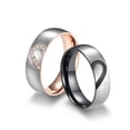 thumbnail image 2 of Anillo de compromiso de pareja con forma de corazón de acero inoxidable, anillo de cola de pareja con diamantes incrustados, 2 of 6