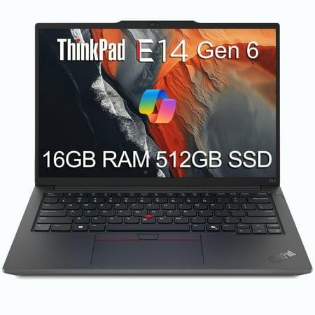 Lenovo ThinkPad E14 Gen 6 Business Laptop (14" FHD+ Anti-Glare, AMD Ryzen 5 7535U, 16GB DDR5 RAM, 512GB SSD, 6-Core (Beats Intel i7-1355U)), Fingerprint, Backlit KB, 1080p Webcam, Wi-Fi 6, Win 11 Pro