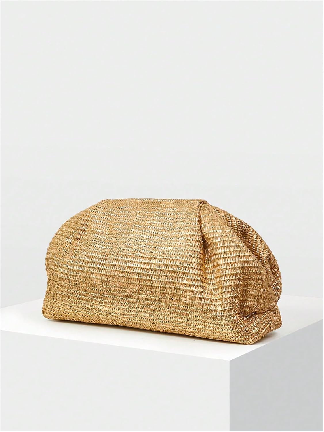 Women's Woven Evening Bag Dumpling Clutch Purse No Strap Handbags Elegant Faux PU Leather Clutch Bag | Woven, No Strap, Elegant, Faux PU Leather
