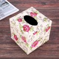 thumbnail image 4 of Funda de servilleta de cuero PU duradera para dormitorio o coche Caja de pañuelos cuadrada Color: Flores pastorales, Tamaño: 13,8 x 13,8 x 13 cm, 4 of 5