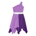 thumbnail image 4 of Alvivi Kids Girls Lyrical Sleeveless Praise Dance Dress Overlay Color Block Contemporary Dance Tunic Costume Lavender 10, 4 of 5
