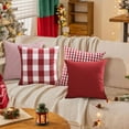 thumbnail image 7 of Moocorvic Christmas Plaid Pillow Covers 18x18, Red White Xmas Snowflakes Throw Pillow Covers for Sofa Couch Farmhouse Holiday Decor, 7 of 7