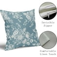 thumbnail image 4 of Vintage Floral Pillow Covers 16x16 Inch Set of 2 Smoke Blue Floral Outdoor Decorative Throw Pillows Chinoiserie Flower Pillowcases Rustic Farmhouse Cushion Covers for Couch Home Decor, 4 of 5