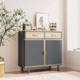thumbnail image 3 of 31.5" Wide 2 Drawer Sideboard, Modern Furniture Decor, Made with Iron+ Carbonized Bamboo, Easy Assembly, 3 of 8