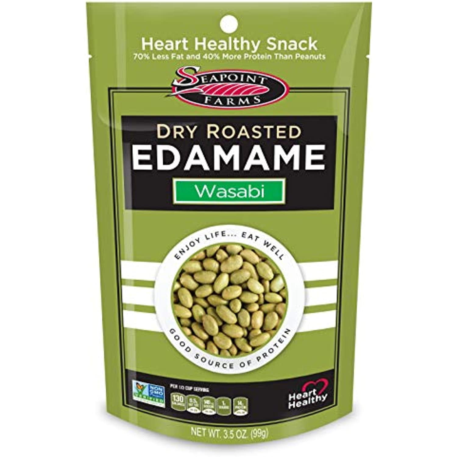 Seapoint Farms Wasabi Dry Roasted Edamame, Healthy GlutenFree Snacks