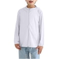 thumbnail image 5 of Penkiiy Girls Boys Rash Guard UPF 50 + Camisas de natación Protección solar de manga larga Capucha Niños Pesca Playa Camisa de deportes acuáticos. 5 años en blanco, 5 of 5