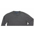thumbnail image 3 of John Ashford Mens V-Neck Striped-Texture Knit Sweater, Grey, Small, 3 of 5