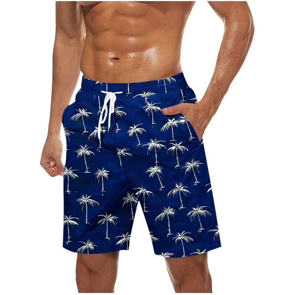 ZCFZJW Hawaiian Swim Trunks for Men Big and Tall Regular Fit Tropical Print Summer Bathing Suits Lightweight Casual Drawstring Elastic Waist Beach Shorts iwth Pockets Blue XXXXXL