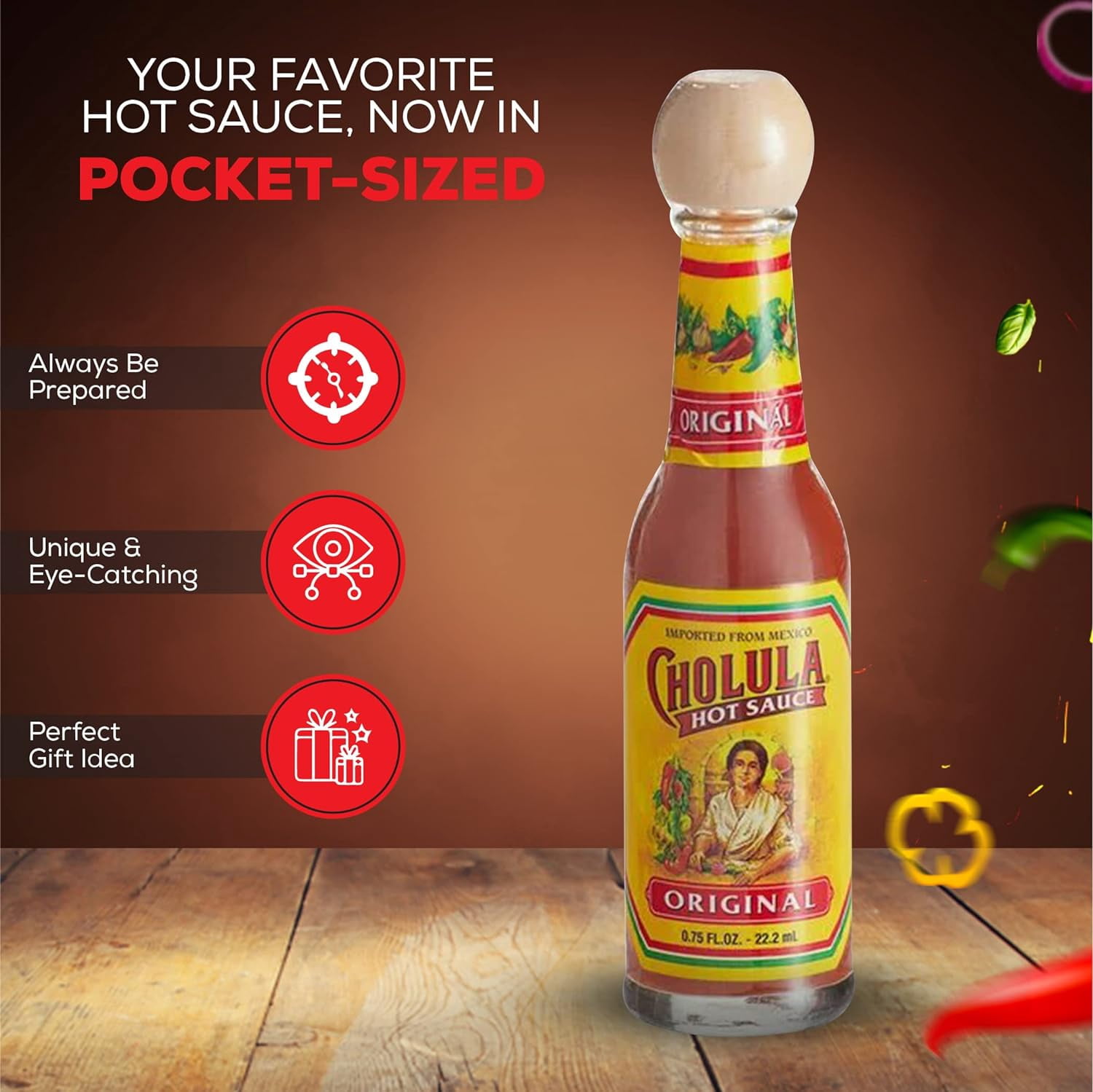 Cholula Hot Sauce - Hot Sauce Keychain - To Go Hot Sauce Key chain - Mini Cholula Sauce 0.75 oz Travel Hot Sauce (0.75 oz, 3)