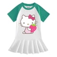 thumbnail image 2 of Nueva ropa para niños de Hello Kitty, vestido de media manga con bonitos dibujos para niñas, Falda plisada de estilo occidental dulce de algodón fino para bebés, 2 of 5